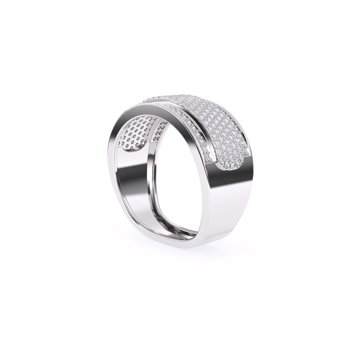 Luxurious Round Diamond Thick Wedding Band